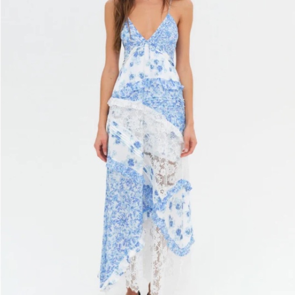 For Love & Lemons blue Rosalyn Maxi Dress